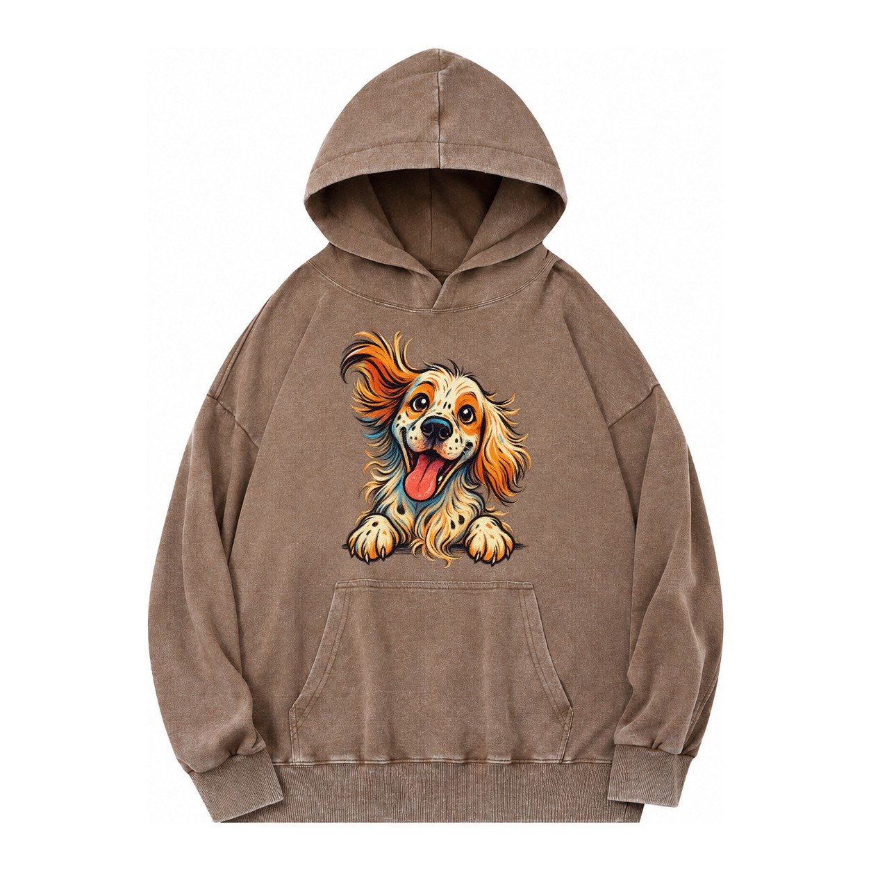 English Springer Spaniel Vintage Washed Hoodie – Brown