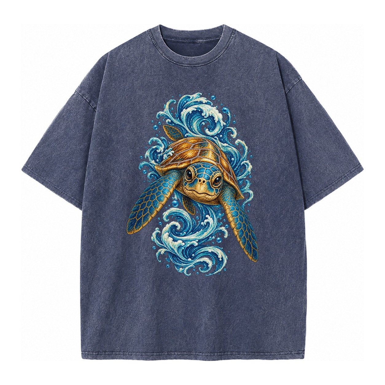 Ornate Sea Turtle Vintage T-shirt – Blue