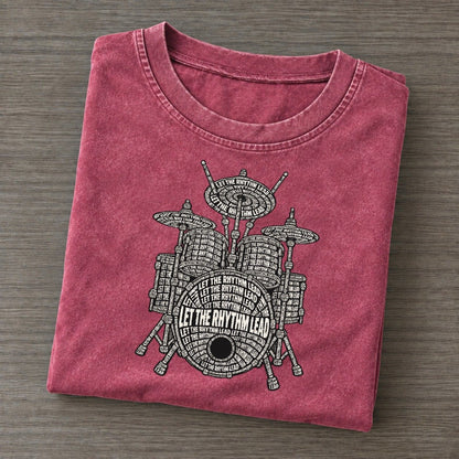 Cymbal Crash Phrase Silhouette Vintage T-shirt – Raspberry