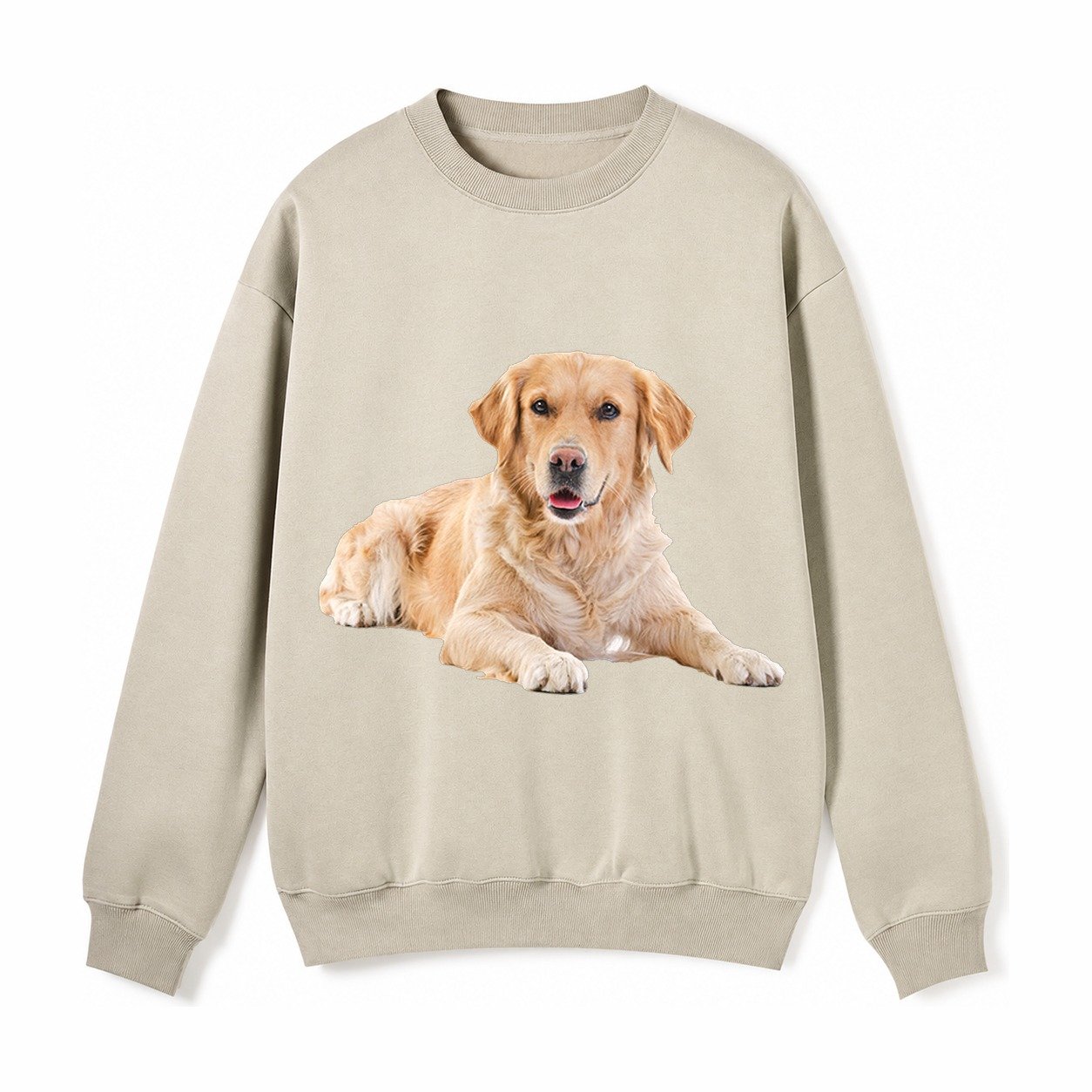 Golden Retriever Laying Dow Fleece Sweatshirt – Light Khaki