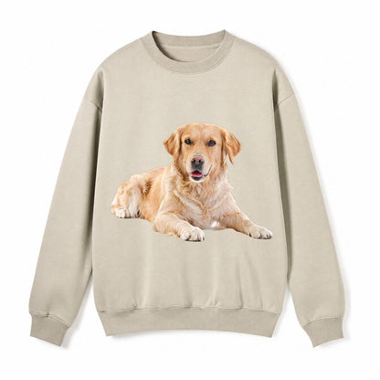 Golden Retriever Laying Dow Fleece Sweatshirt – Light Khaki