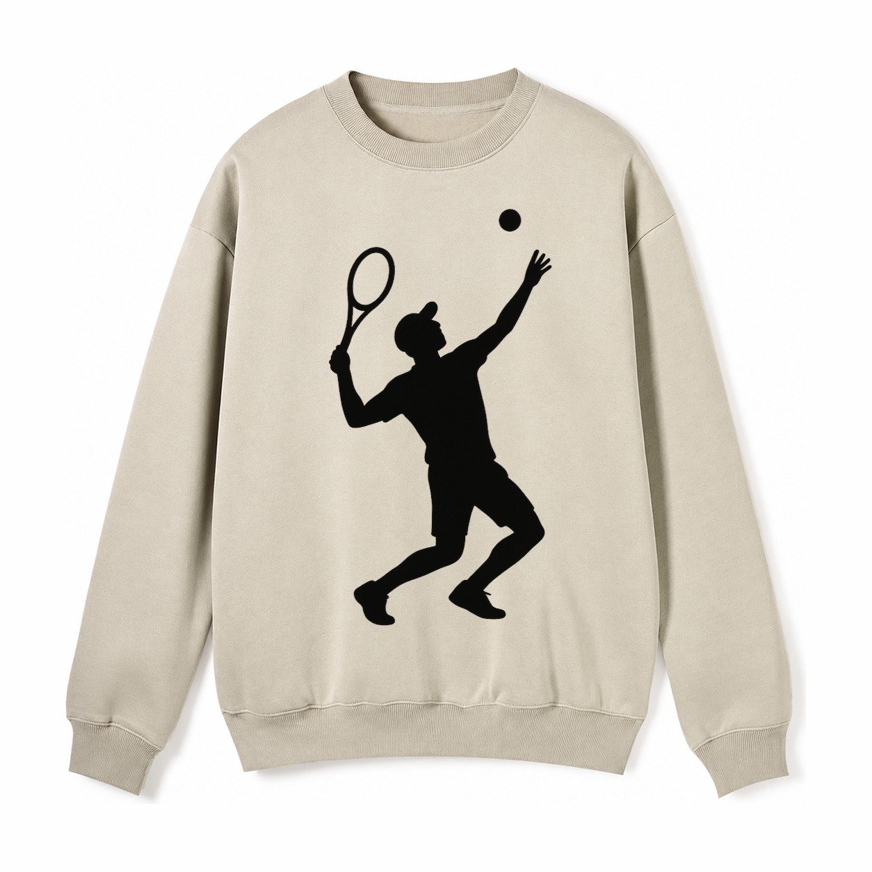 Tennis Player Serving Powerful Shot Fleece Sweatshirt – Light Khaki