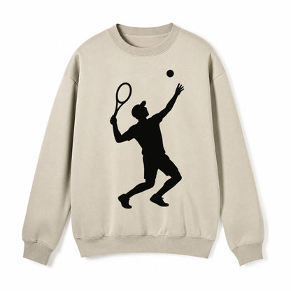 Tennis Player Serving Powerful Shot Fleece Sweatshirt – Light Khaki