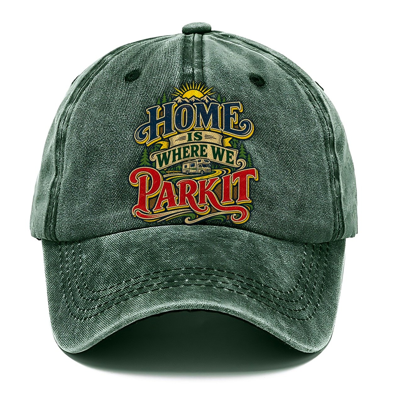Home Is Where We Park It Retired Living Classic Cap – Forest Mist
