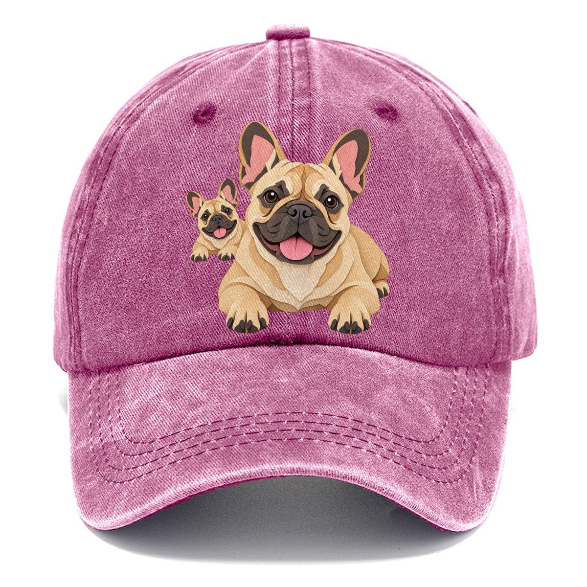 Cut-Paper Collage French Bulldog Lying Down Classic Cap – Dusty Rose