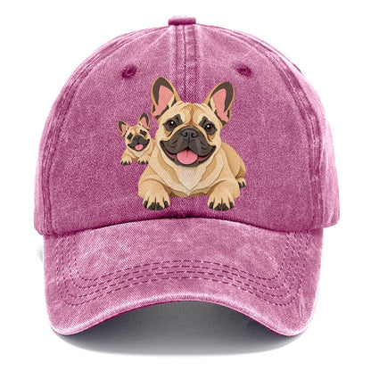 Cut-Paper Collage French Bulldog Lying Down Classic Cap – Dusty Rose