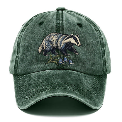 British Badger With Bluebell Sprig Uk Culture Heritage Classic Cap – Forest Mist