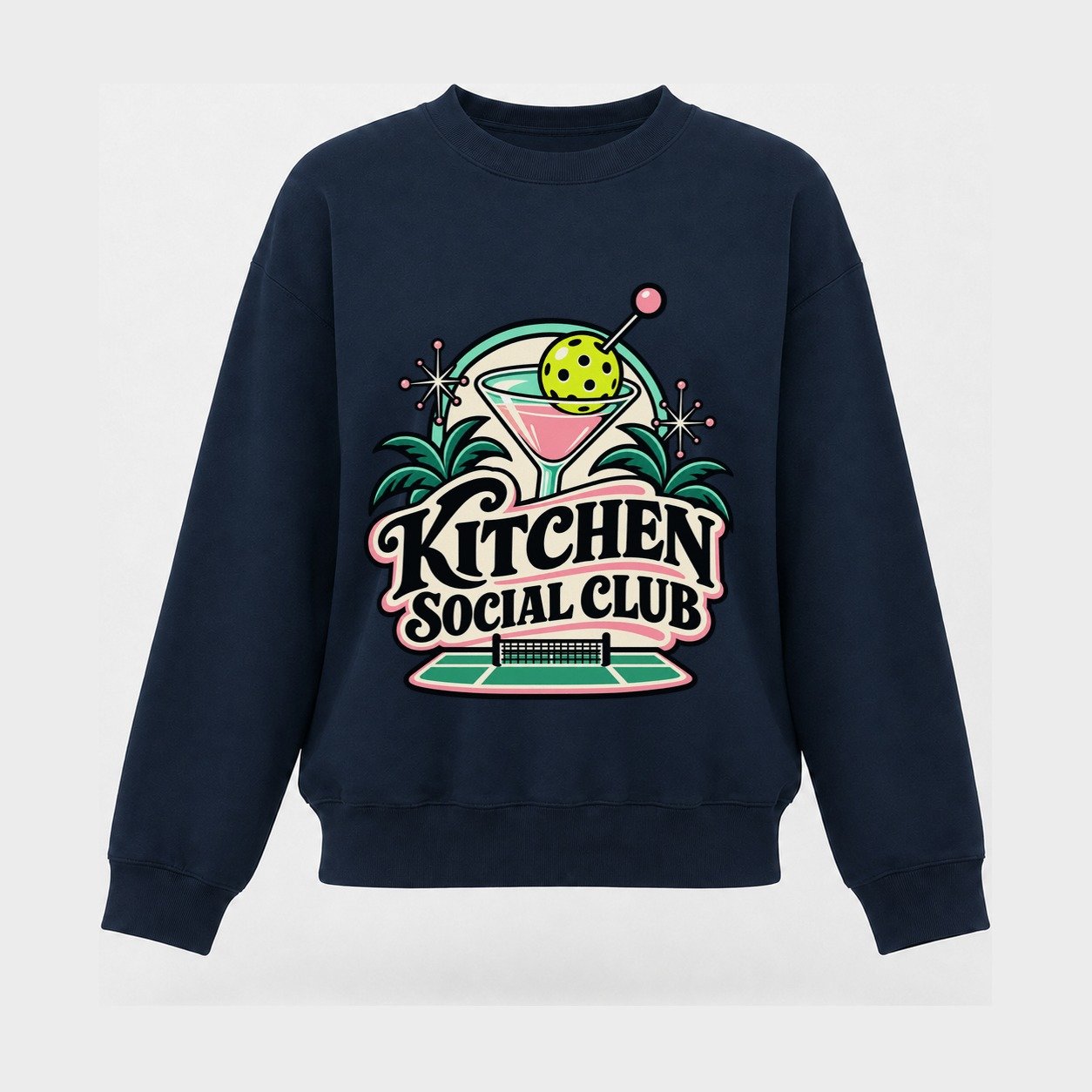 Kitchen Social Club Pickleball Life Women's Crewneck Sweatshirt – Navy