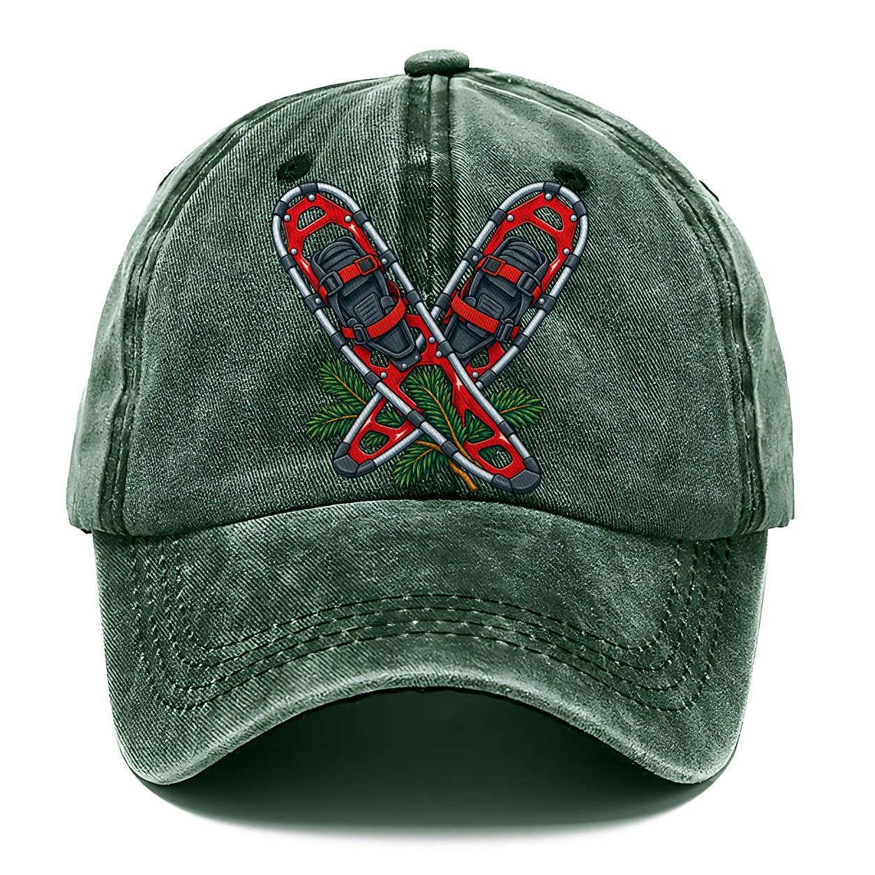 Modern Aluminum Snowshoes And Balsam Bough Canada Cultural Icons Classic Cap – Forest Mist