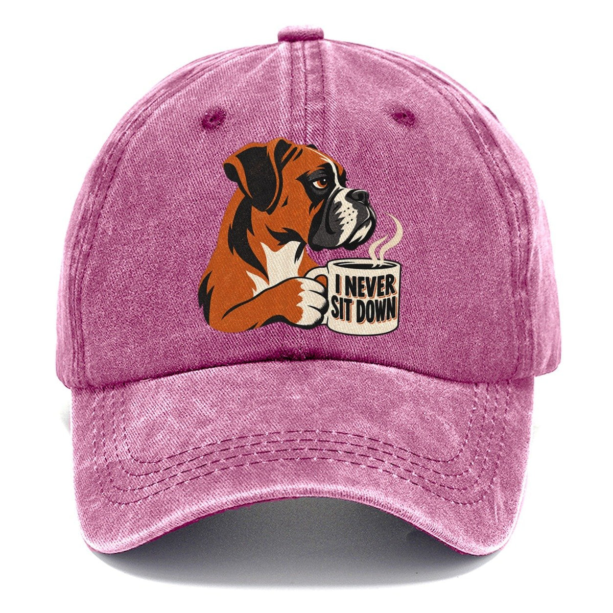 Boxer Dog I Never Sit Down Coffee Classic Cap – Dusty Rose