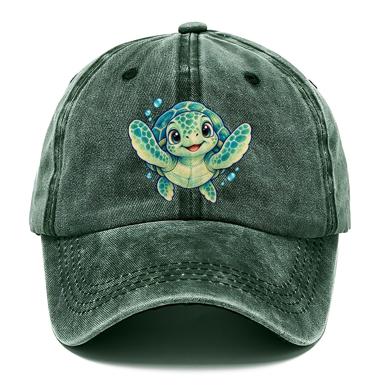Sea Turtle Front Paddle Sea Sprite Classic Cap – Forest Mist