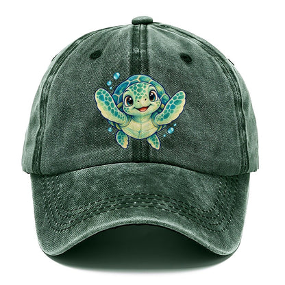 Sea Turtle Front Paddle Sea Sprite Classic Cap – Forest Mist