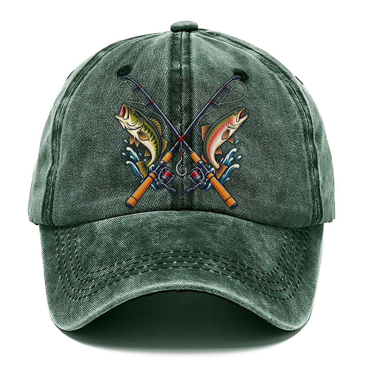 Crossed Rods Fishing Elegant Classic Cap – Forest Mist