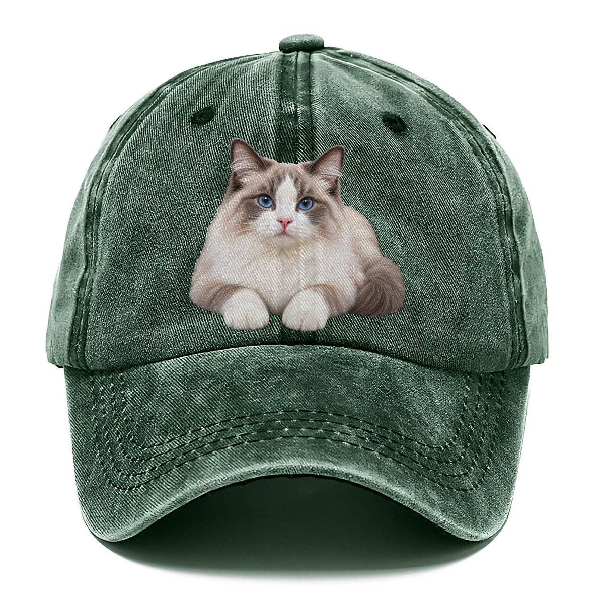 Ragdoll Reclining Paws Forward Realistic Cat Portrait Classic Cap – Forest Mist