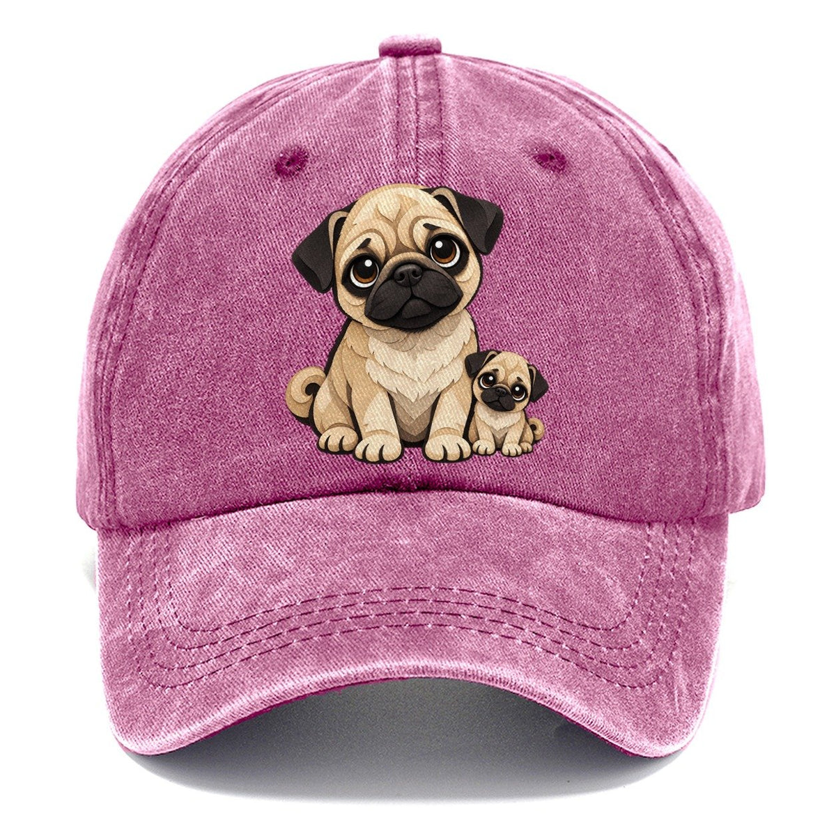 Pug and Puppy Papercut Classic Cap – Dusty Rose