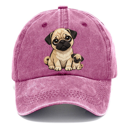 Pug and Puppy Papercut Classic Cap – Dusty Rose