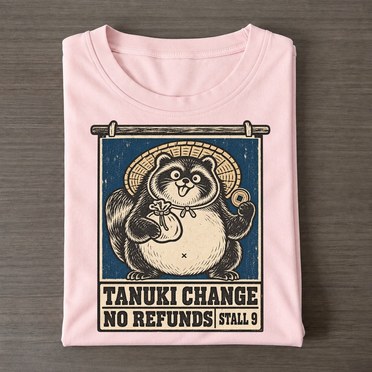 Tanuki Change Yokai Night Market Classic T-shirt – Pink