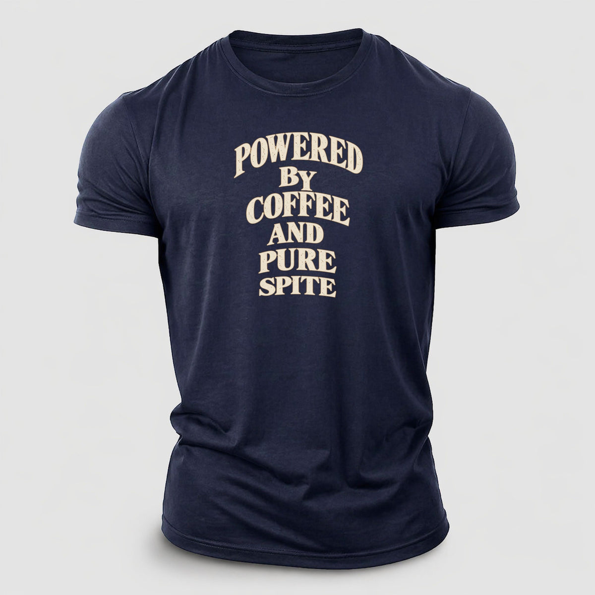 Powered By Coffee And Pure Spite Quiet Statements Cotton T-Shirt – Navy