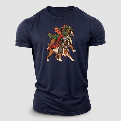 2 Boxers In Halloween Costumes Hdp 32 Parade Lineup Halloween Dog Parade Cotton T-Shirt – Navy