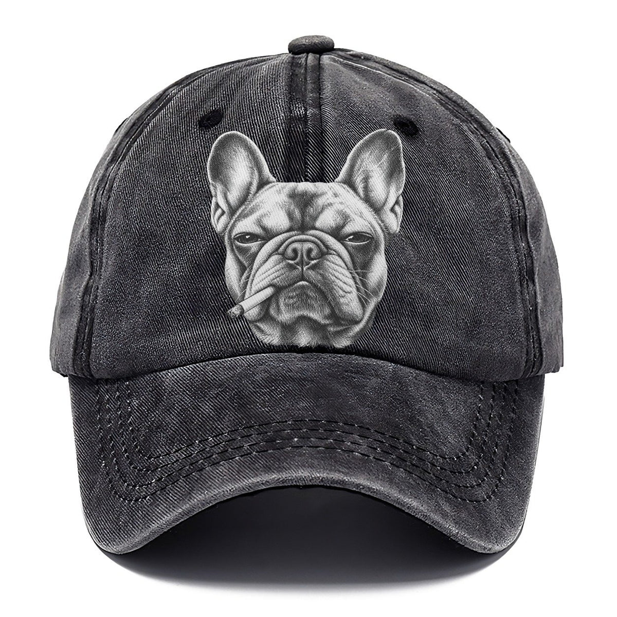 French Bulldog A Lit Cigarette Smoking Dogs Smoking Dogs Portraits Classic Cap – Graphite