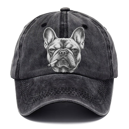 French Bulldog A Lit Cigarette Smoking Dogs Smoking Dogs Portraits Classic Cap – Graphite