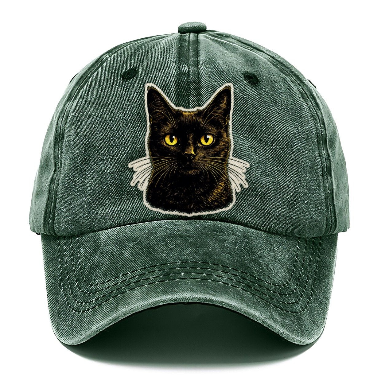Golden Eyed Black Cat Classic Cap – Forest Mist