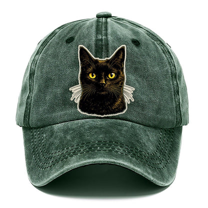 Golden Eyed Black Cat Classic Cap – Forest Mist