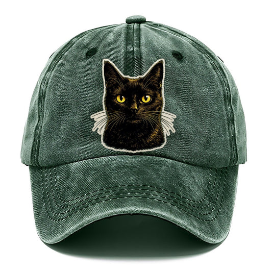 Golden Eyed Black Cat Classic Cap – Forest Mist
