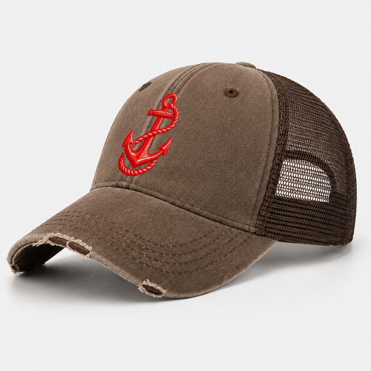 Anchor Rope Loop Micro Motion Mark Washed Trucker Hat – Coffee