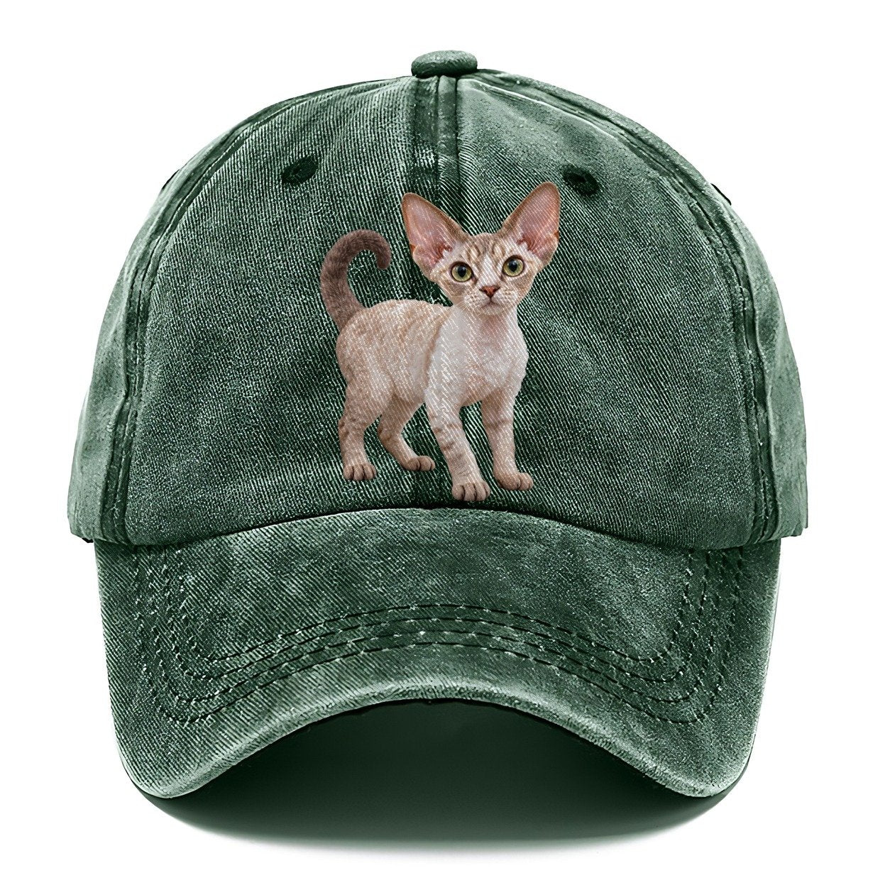 Devon Rex Standing Three Quarter Realistic Cat Portrait Classic Cap – Forest Mist