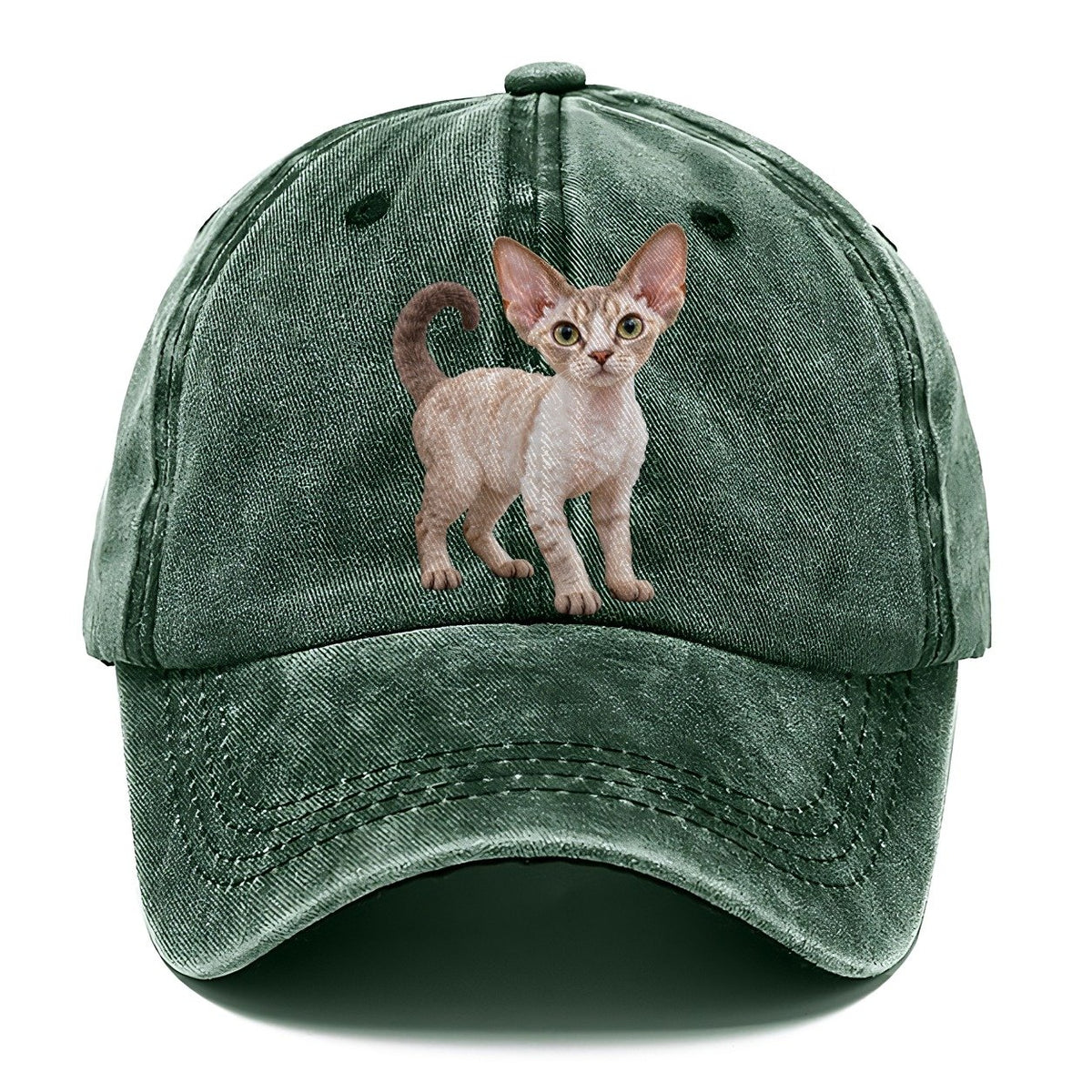 Devon Rex Standing Three Quarter Realistic Cat Portrait Classic Cap – Forest Mist