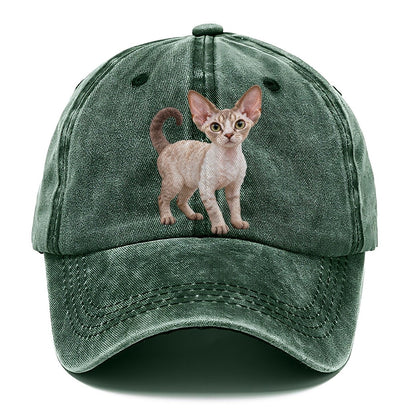 Devon Rex Standing Three Quarter Realistic Cat Portrait Classic Cap – Forest Mist