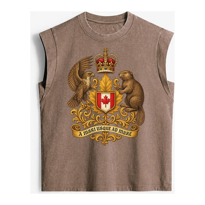 Canada Heritage Maple Badge Vintage Washed Tank – Brown