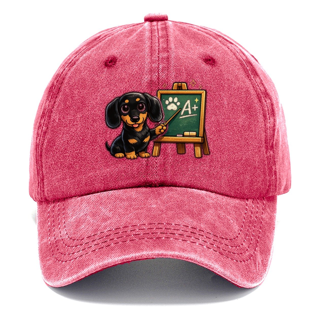 Dachshund Teacher Chalkboard Classic Cap – Pomegranate Blush