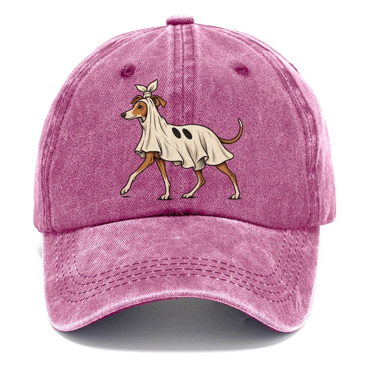 One Italian Greyhound In Halloween Costume Ghost Costume With A Jaunty Knot Tied On Top Halloween Dog Parade Classic Cap – Dusty Rose