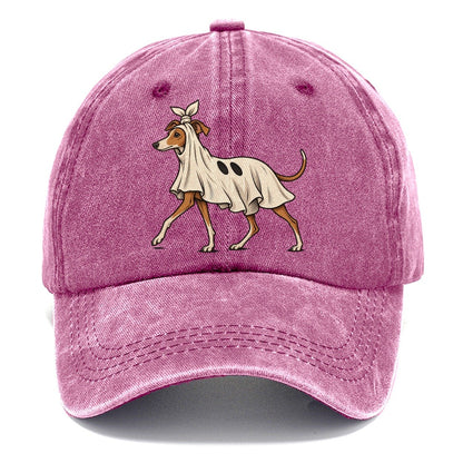 One Italian Greyhound In Halloween Costume Ghost Costume With A Jaunty Knot Tied On Top Halloween Dog Parade Classic Cap – Dusty Rose