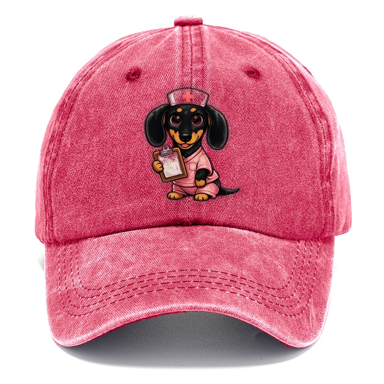 Dachshund Nurse Duty Classic Cap – Pomegranate Blush