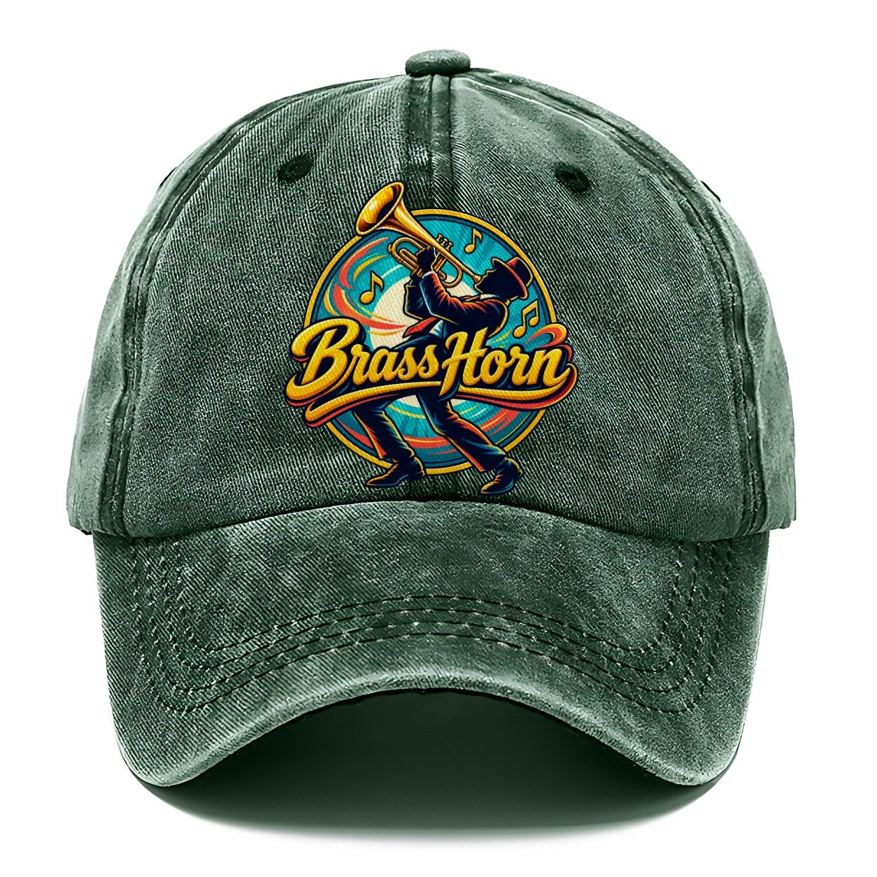 Brass Horn Crest Music Instruments Classic Cap – Forest Mist