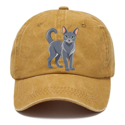 Realistic Russian Blue Cat Portrait Standing Three Quarter Classic Cap – Golden Harvest