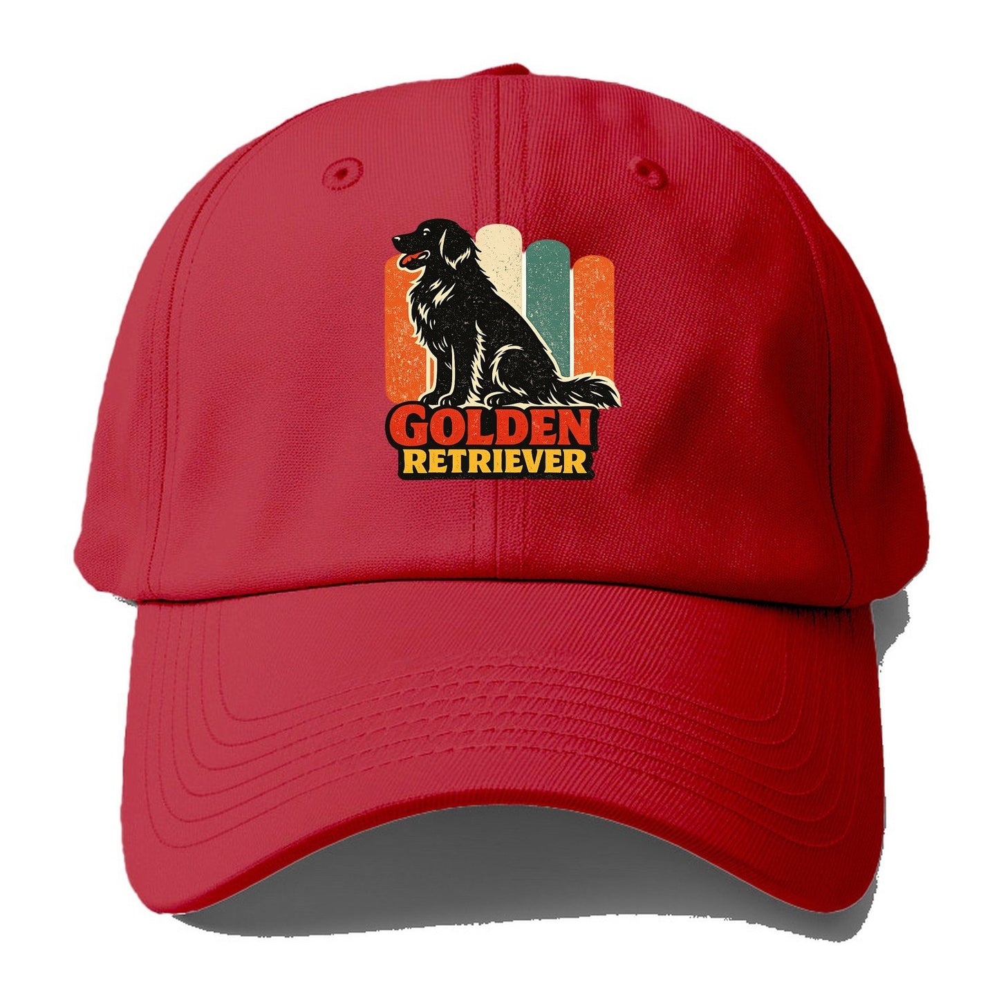 Retro Golden Retriever Silhouette Baseball Cap – Red