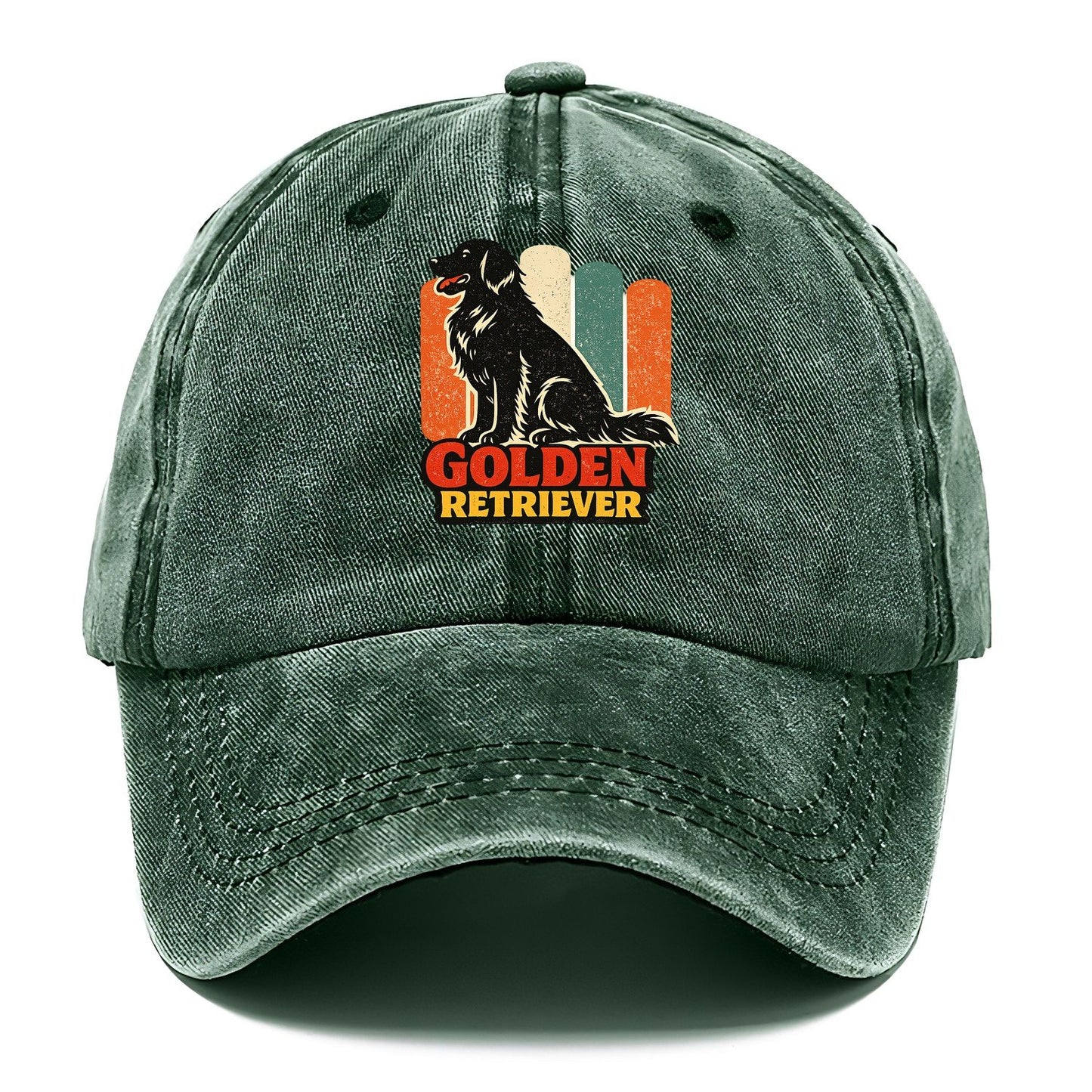 Retro Golden Retriever Silhouette Classic Cap – Forest Mist