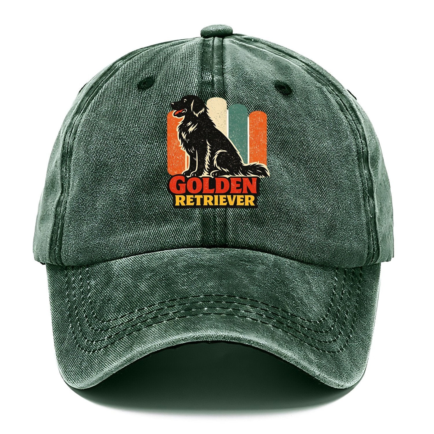 Retro Golden Retriever Silhouette Classic Cap – Forest Mist