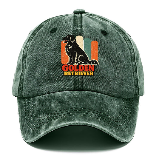 Retro Golden Retriever Silhouette Classic Cap – Forest Mist