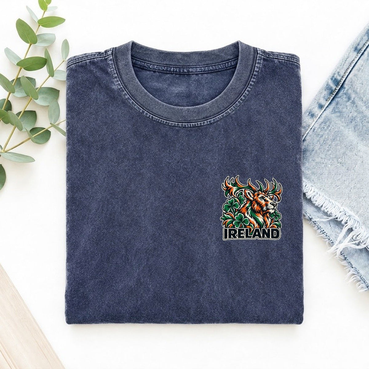 Ireland Country Pride Left Chest Vintage T-shirt – Blue