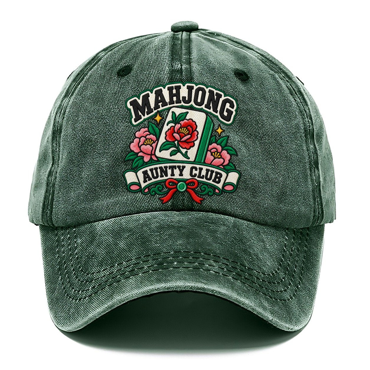 Mahjong Aunty Club Mahjong Game Night Classic Cap – Forest Mist
