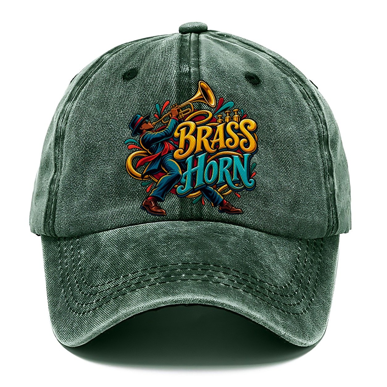 Brass Horn Wordmark Music Instruments Classic Cap – Forest Mist