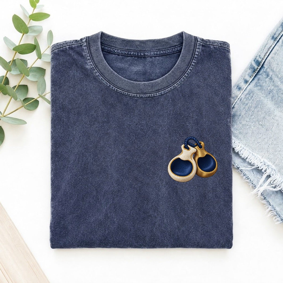 Castanets Ribbon Nest Left Chest Vintage T-shirt – Blue