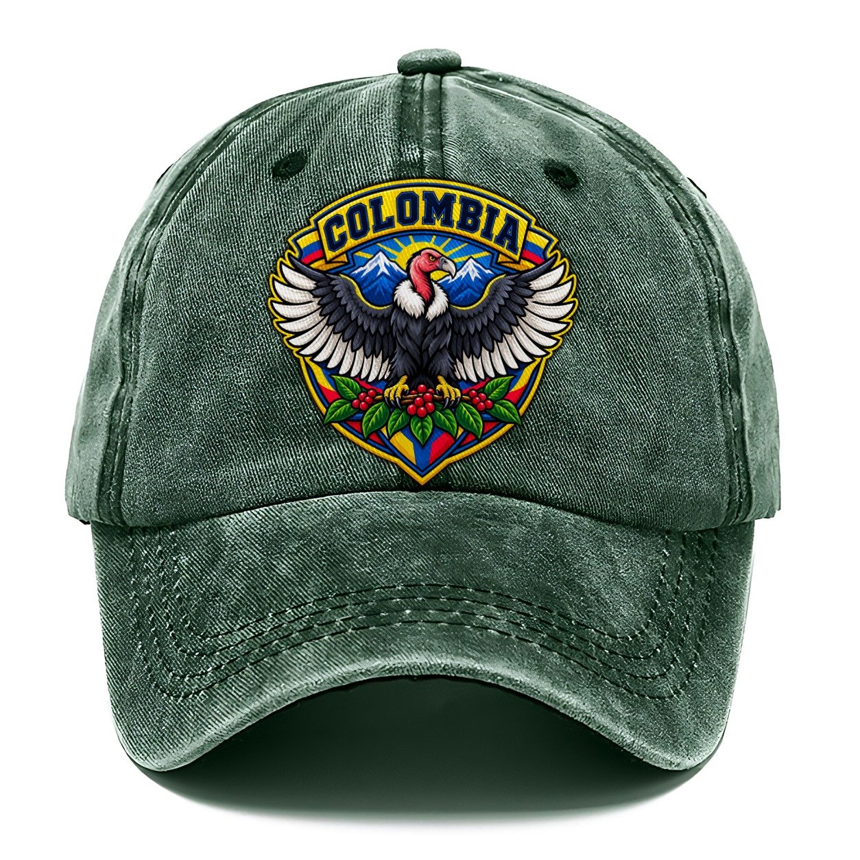 Colombia Retro Badge Country Logos Classic Cap – Forest Mist