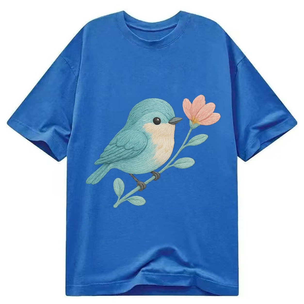 Aqua Chickadee Perched On Mint Eucalyptus Turquoise Cap Swee Classic T-shirt – Blue