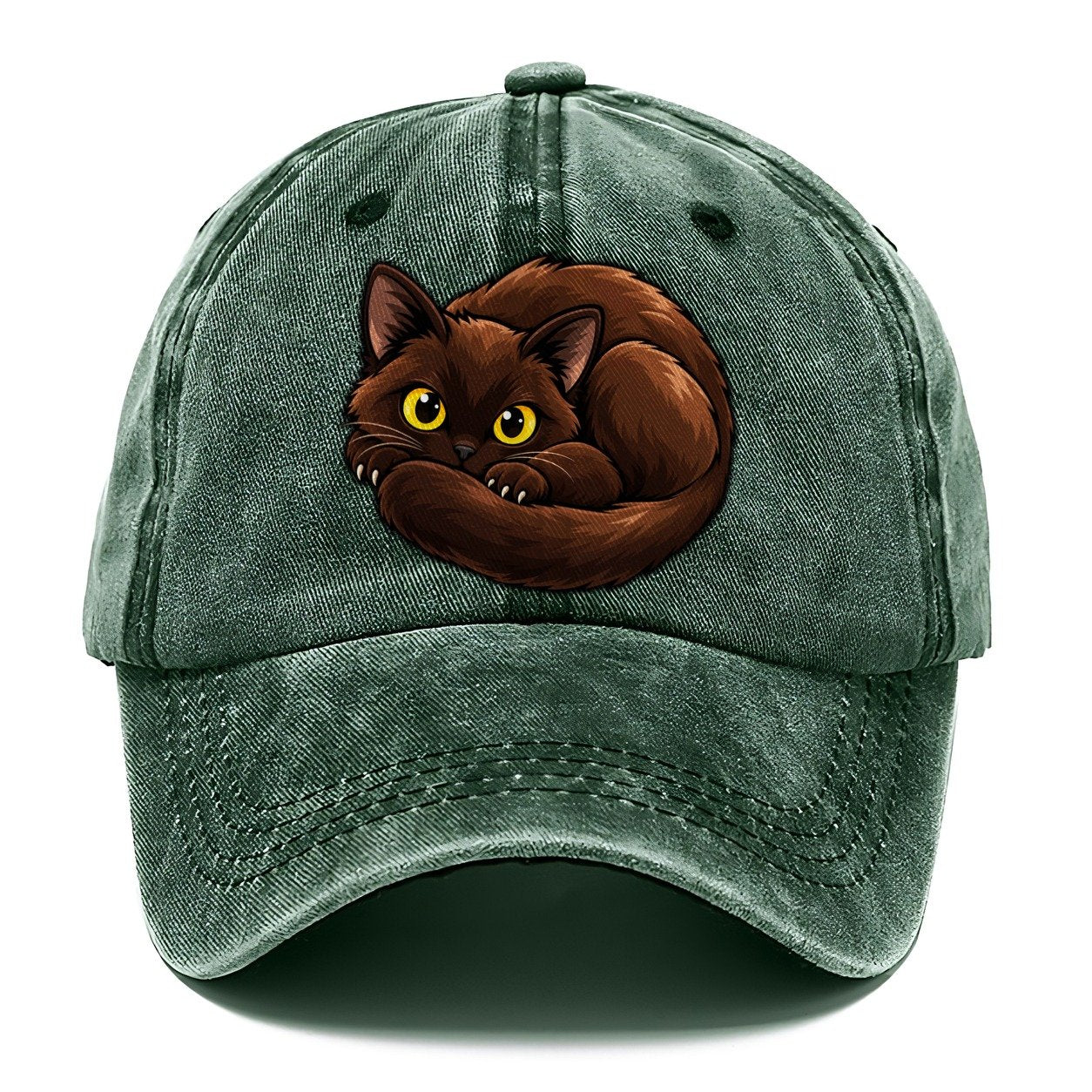 Burmese Curled Peeking Cats Classic Cap – Forest Mist